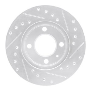 Audi 4000 Brake Rotor (1) - Front Left - R1 Concepts - Drilled & Slotted - Silver - `80-`08